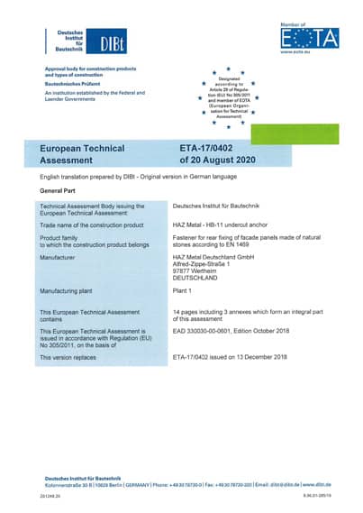 Technical Approvals